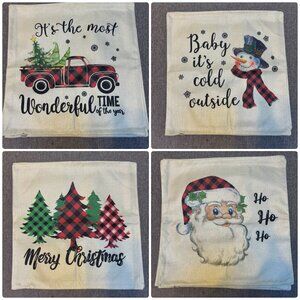 4 Buffalo Plaid Christmas Holiday Cushion Pillow Covers